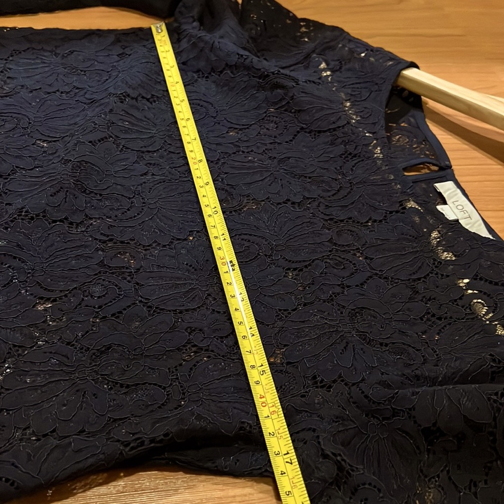 Loft dark blue lace top with bell sleeves - Picture 12 of 15